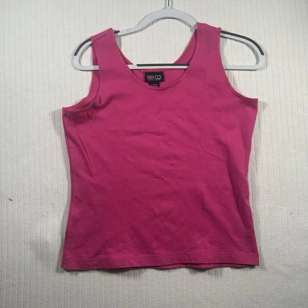 New York & Company Tank Top Women Large L Pink Scoop Neck Sleeveless Shirt